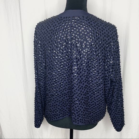 Gorgeous sequinned and jewelled blue swing jacket - Picture 4 of 8